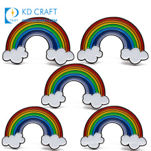 Fashion design custom metal recessed logo colorful enamel lgbt badge zinc alloy rainbow lapel pin